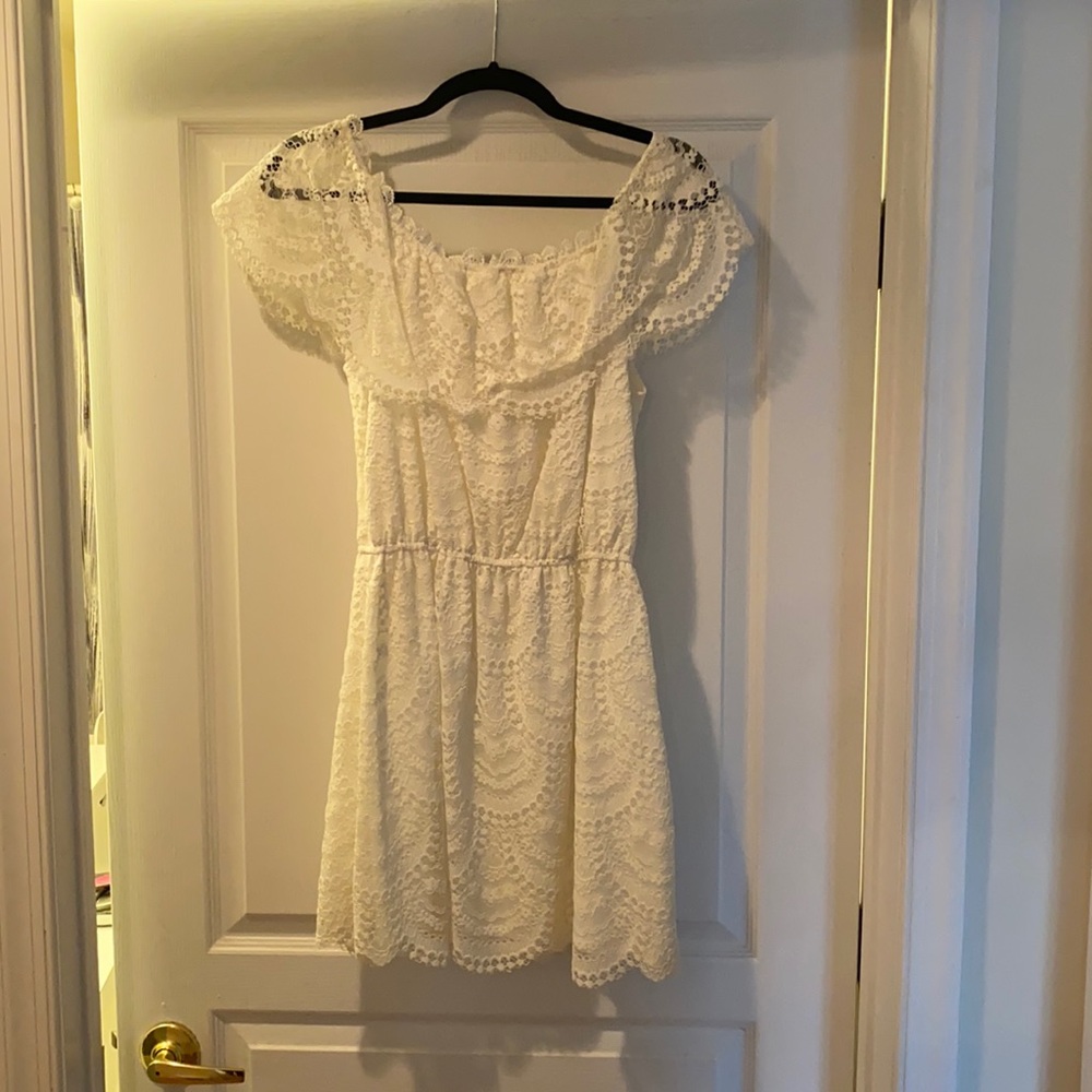 Off the shoulder lace white dress